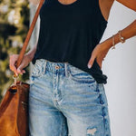 Margovil Rolled Hem Ripped Denim Shorts