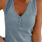 Margovil Carrie V Neck Buttons Sleeveless Top