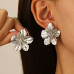 Margovil Vintage Delicate Large Flower Metal Stud Earrings