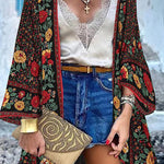 College Print Patchwork Cardigan Collar Outerwear