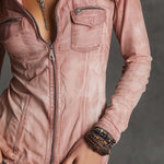 Vintage Zip-up Distressed Denim Shirt
