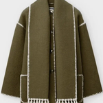 Scarf-Neckline Felt Woolen Coat