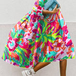 Vintage Floral Print High Low Hem A-Line Midi Dress