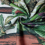 Flared Sleeves Loose Leaves Print V-Neck Maxi Dresses