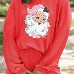 Christmas Sequined Loose Long-sleeved Top and Elastic Waist Casual Shorts Set