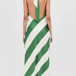 Most Dreamy Stripe Print Halter Tie-up Backless Pocket Loose Maxi Dress