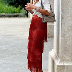 Stylish fringed slim fit skirt