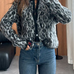 Wool and Alpaca Blend Animal Print Cardigan