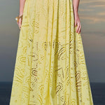 Paris Dreaming Embroidered Lace High Rise Elastic Waist Pocketed Maxi Skirt
