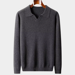 PURE EXTRA-FINE MERINO WOOL RIBBED BUTTONLESS POLO