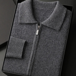 PREMIUM CASHMERE ZIP POLO CARDIGAN
