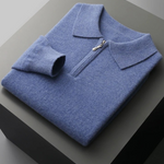 PURE EXTRA-FINE MERINO WOOL HALF ZIP POLO