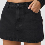 Margovil One Button Pocketed Denim Mini Skirt