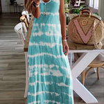 Margovil V Neck Tie Dye Casual Maxi Cami Dress