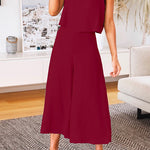 Margovil Crewneck Tank Top Wide Leg Cropped Pants Set