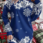 Christmas Snowflake Cold Shoulder Loose Sweatshirt Mini Dress