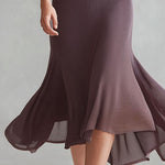 Quiet Luxury Mist Purple Ribbed Knit Midi Dress With Flare Hem