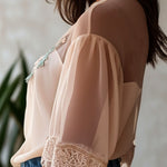 Boho Floral Embroidered Chiffon Blouse