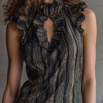 Boho Vintage Striped Cotton Ruffle Mini Dress
