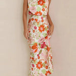 Fascinating Day Floral Halter Neck Elastic Waist Maxi Dress