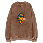 Woman Blowing Bubblegum Vintage Sweatshirt
