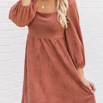 Washed Square Neck High Waist Flared Short Dress