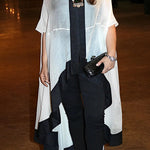 Batwing Sleeves High-low Gauze See-Through Split-Joint Round-neck Blouses&shirts Tops