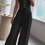 Commuter All-Match String Top & Pants Two-Piece Set