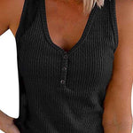 Margovil Carrie V Neck Buttons Sleeveless Top