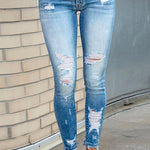 Margovil Raw Hem Ripped Stretch Pencil Jeans