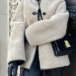 Margovil Button Down Pocketed Faux Fur Fleece Coat