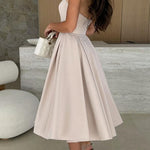 Margovil Strapless Open Back Waisted Swing Midi Dress
