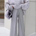 Margovil Turtleneck Drop Shoulder Fluffy Pullover Sweater