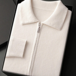 PREMIUM CASHMERE ZIP POLO CARDIGAN