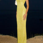 Margovil Round Neck Sleeveless Bodycon Glitter Maxi Party Dress