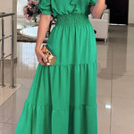 Admit Your Feelings Off Shoulder Smocked Waist Maxi Dress