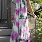 Casual Vacation Print Tie Dye Patchwork V Neck Sling Dress Dresses(7 Colors)