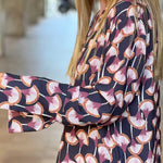 Women's Fashion Printed V Neck Long Sleeve Maxi Dress