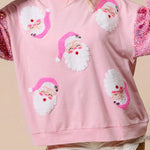 Christmas Casual Loose Round Neck Sequined Sleeve Sweatshirt