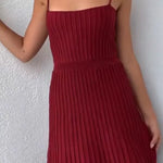 Women's Tube Top Slim High Waist Sling Knitted Dress Seaside Vacation Pleated Long Skirt