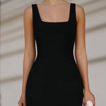Square Neck Sleeveless Ruffle Hem Midi Dress