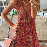 Celeste Boho Printed Strap Elastic Waist Maxi Dresses