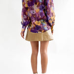 Personalized tie-dye V-neck long-sleeved button-down shirt