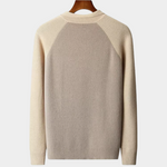 PURE EXTRA-FINE MERINO WOOL TWO TONE ZIPPER SWEATER POLO