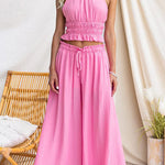 Elastic Waist Pocketed Wide Leg Palazzo Pants