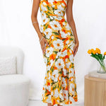 Margovil One Shoulder High Waist Mermaid Floral Cami Dress
