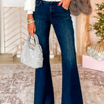 Margovil Raw Hem Flare Bottoms Denim Pants