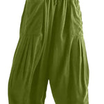 Cotton And Linen High-waist Pleated Wide Leg Casual Trousers