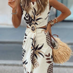 Sleeveless Dress with Tropical Pineapple Print