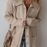 Jet Stream Collared Drop Shoulder Button Up Cardigan with Pocket